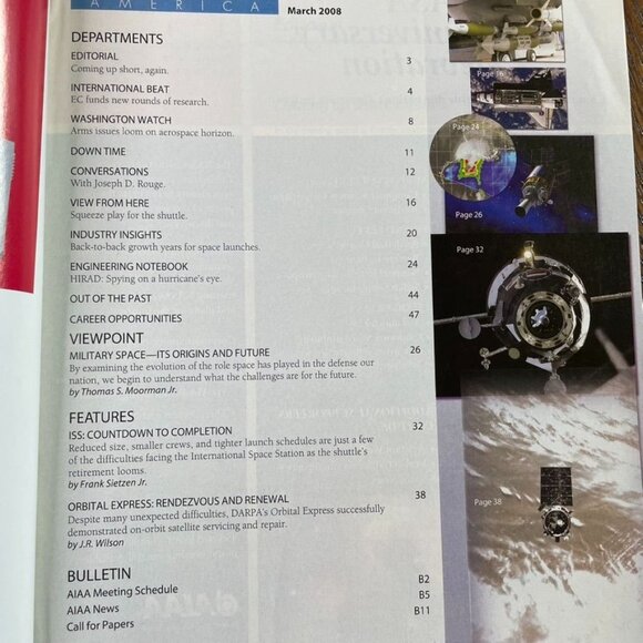 Aerospace America March 2008 Magazine ISS Military Space Future Vol 46 No 3 u - Picture 3 of 3